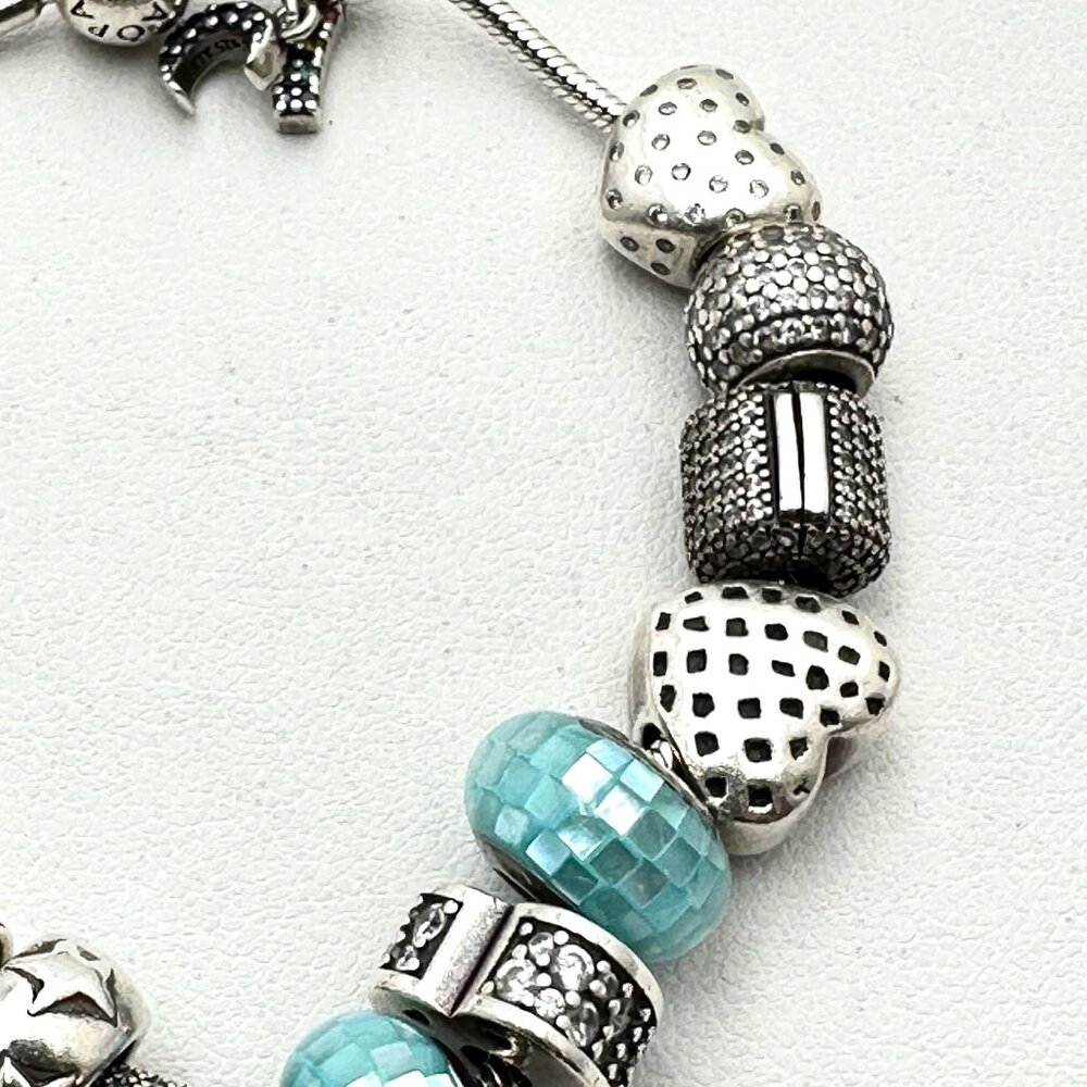 Pandora Sterling Silver Charm Bracelet 7" Loaded with Charms 43 Grams - Picture 5 of 9